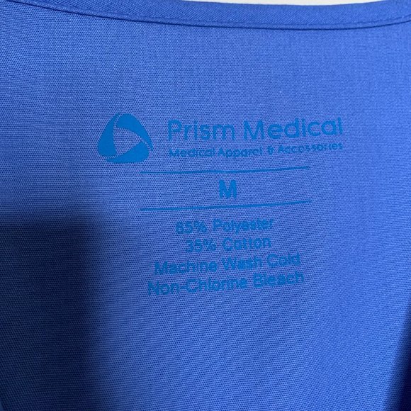 Prism Medical Scrub Top Blue Short Sleeve Pockets V-Neck Nurse NWT Unisex Size M - Picture 4 of 7